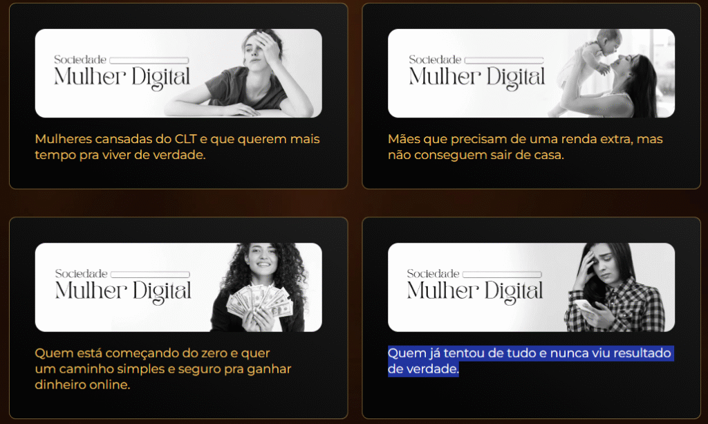 Uma oportunidade única para mulheres que querem começar a ganhar dinheiro automático com a internet ainda hoje, sem precisar vender, aparecer ou ter experiência.